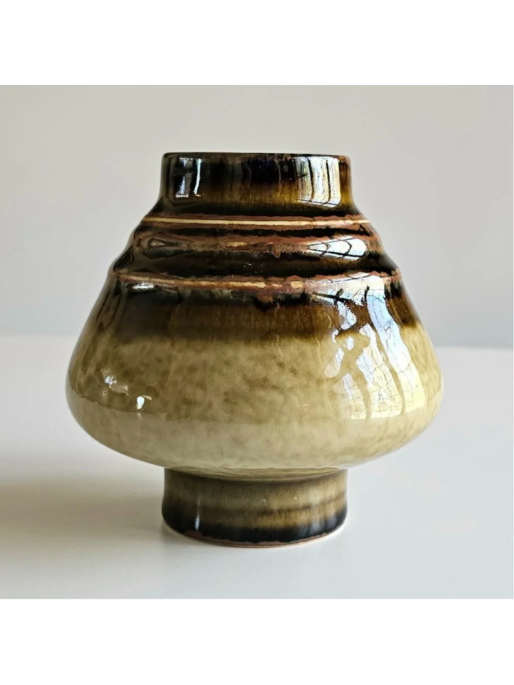 Rörstrand Sweden BAMBOO Vase Olle Alberius Mid Century Modern Art Pottery 4.5